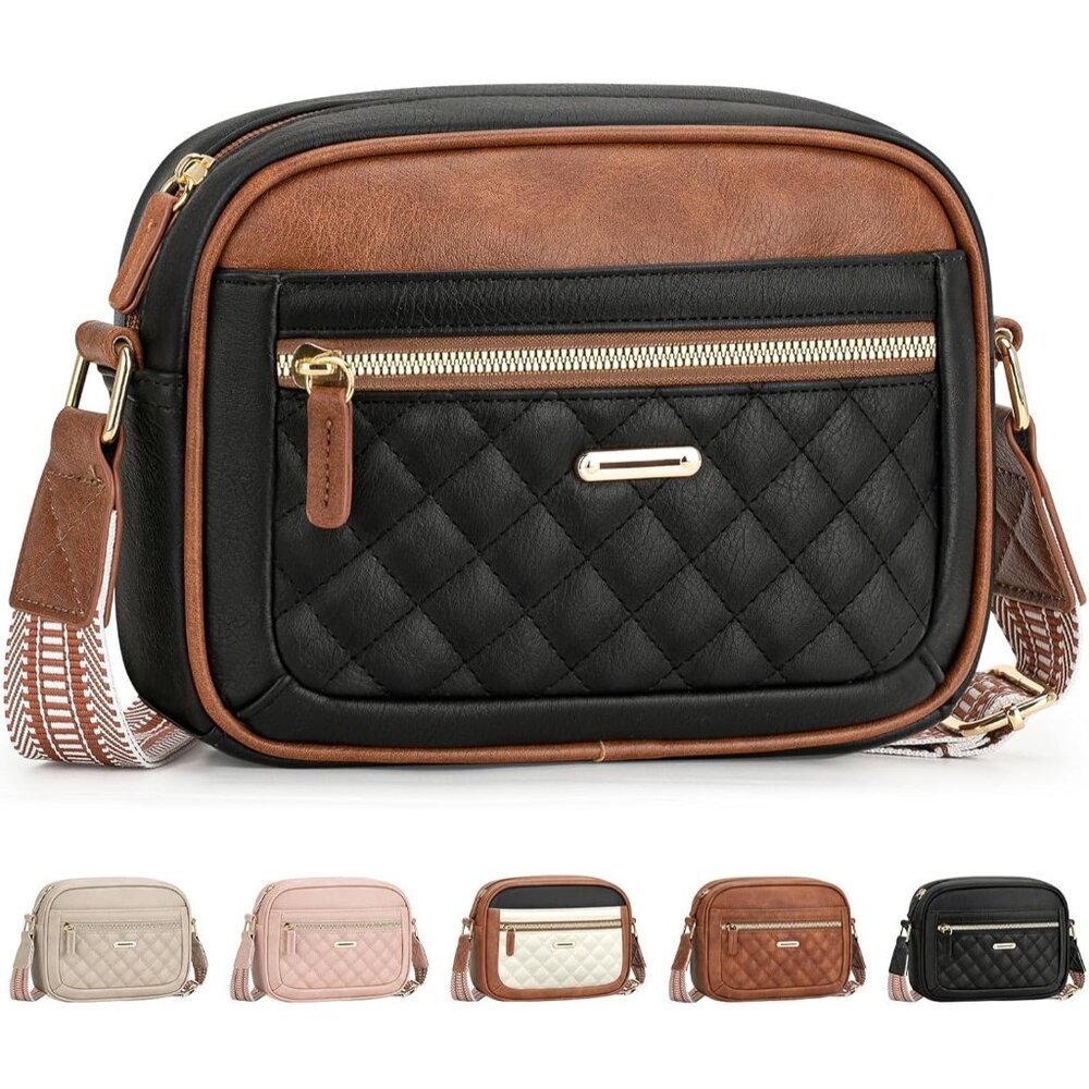 Women’s Small Waterproof Leather Crossbody Bag with Adjustable Strap - Multi-Poc